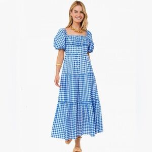 Blue Gingham Maxi Dress